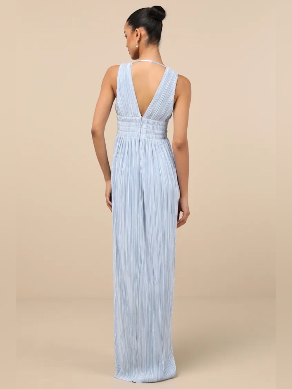 Lulus Melitta Light Blue Plisse Sash Maxi Dress - Picture 2 of 8